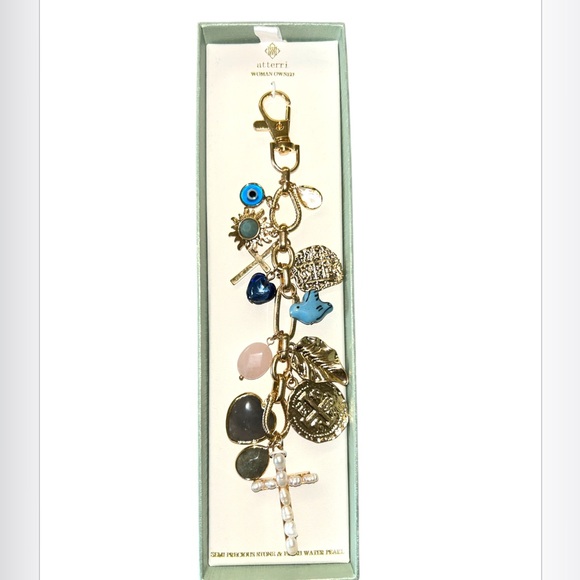 Atterri Handbags - Atterri Bohemian Freshwater Pearl Abstract Religious Gold Bag Charm NEW $118